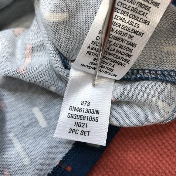 Nordstrom Cottons Baby Boy Newborn 2Pc Set Teal Rustic Sz 6M Abstract - Picture 8 of 8